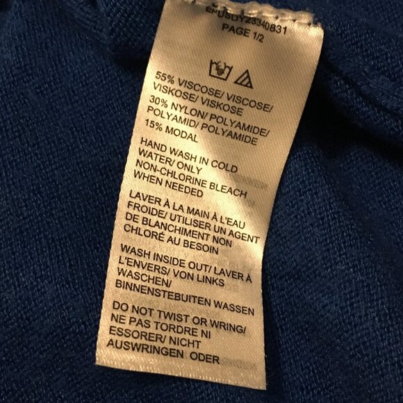 Lord & Taylor Long True Blue V-Neck High Low Knit Sweater - Picture 9 of 15